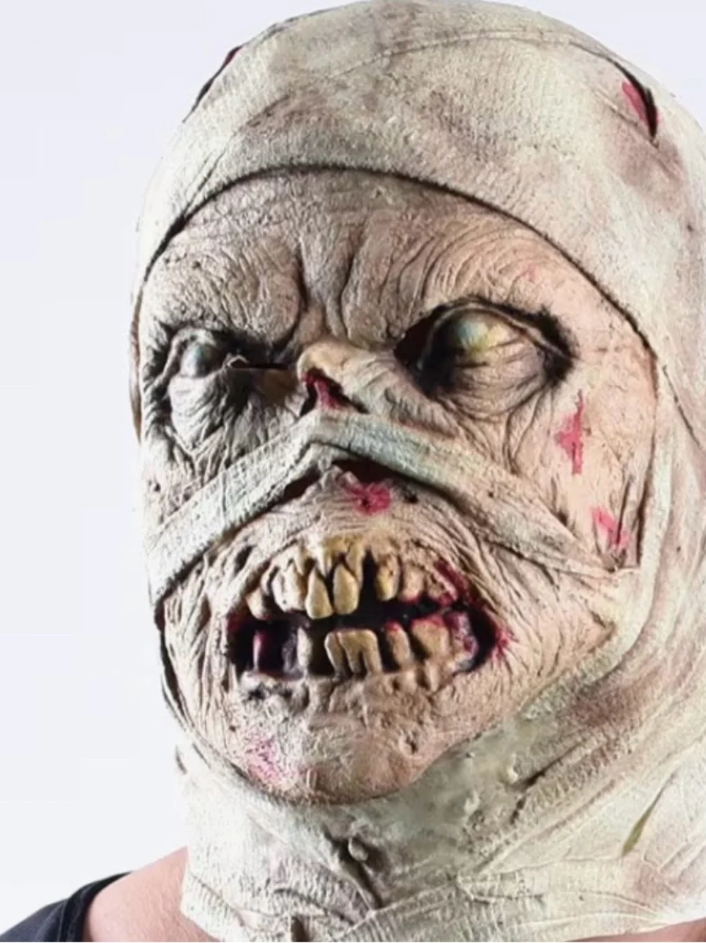 Creepy Mummy Mask Halloween Costume - White